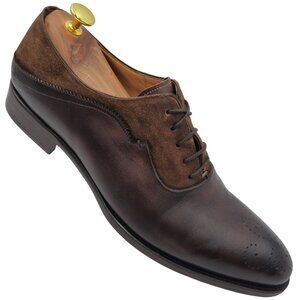 Mezlan Spain Brown Leather Suede Medallion Toe Oxfords Men's 10.5M Dress Shoes